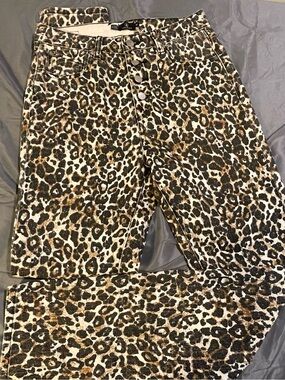 Volcom Women's Straight Leg Jeans Leopard Print Brown Black